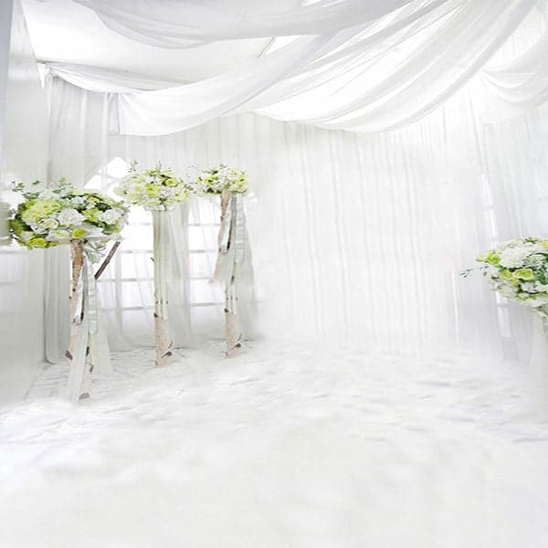 Fox White Curtains Wedding Vinyl Backdrop - Foxbackdrop