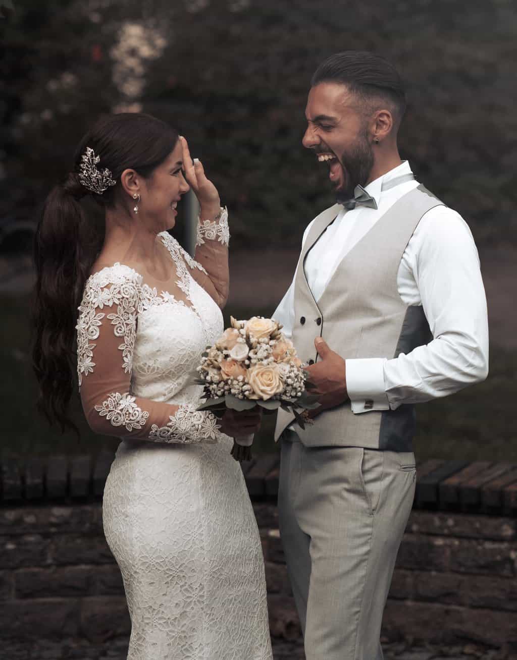 Free Weeding Couple Laughing Together Stock Photo