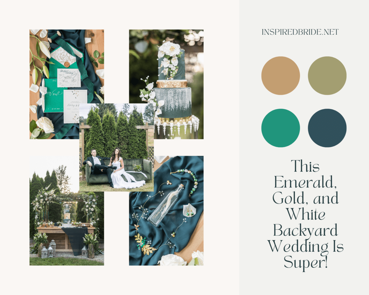 Emerald, Gold, and White Backyard Wedding