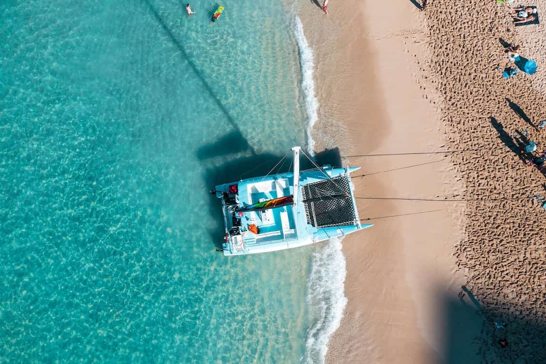 Free White and Blue Boat on Sea Stock Photo