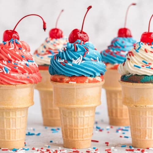 Patriotic Ice Cream Cone Cupcakes