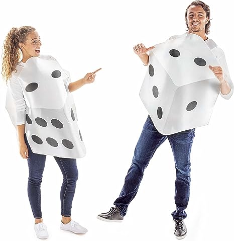 High Rollin&#39; Dice Halloween Couples Costume - 2-pack Funny d6 Casino Costumes