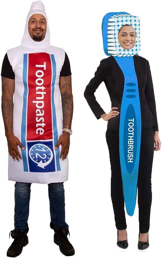 Tigerdoe Couples Costumes - Toothbrush and Toothpaste Costume - 2 Pc Set - Halloween Dress Up - Funny Costumes