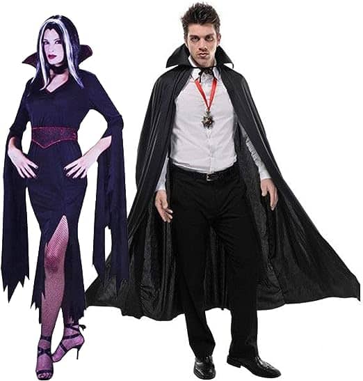 Halloween Couples Costume - Men and Women Vampire Costume for Couples - Dracula and Vampiress Black