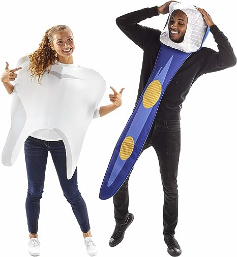 Tidy Toothbrush &amp; Tooth Halloween Costumes - Two Pack One Size Unisex Outfits