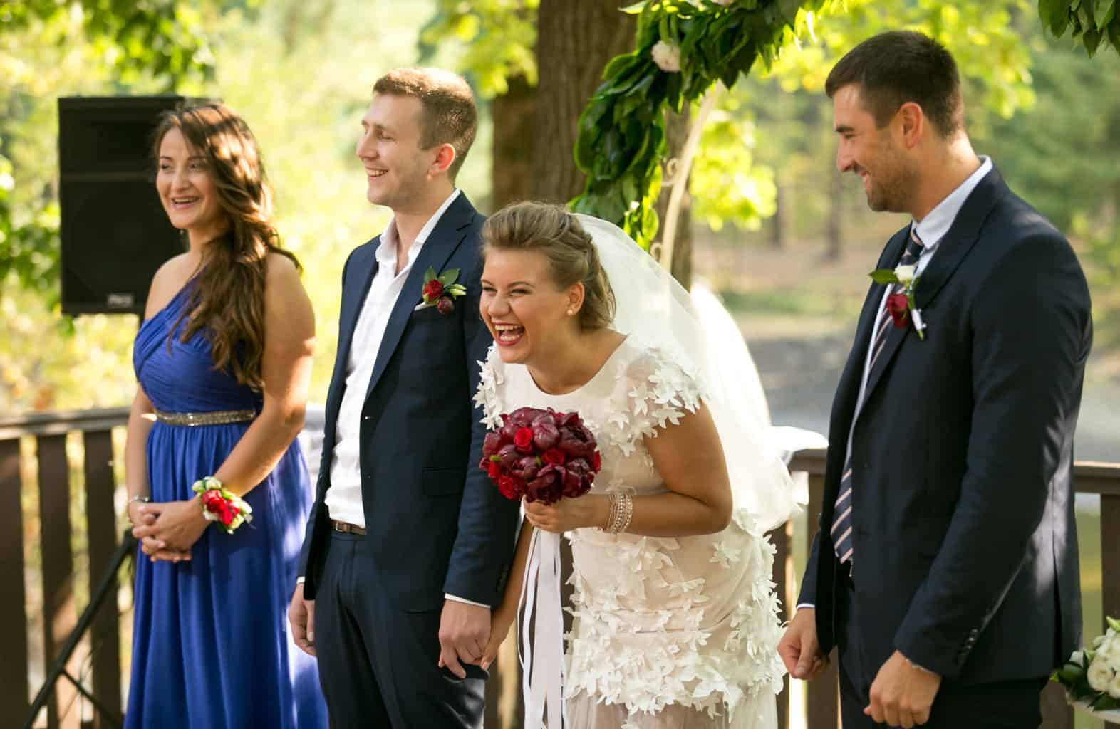 Bride's reaction to funny wedding vows