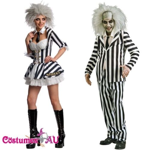 Licensed Mrs Mr Beetlejuice Outfit Fancy Dress Party Dress Halloween Costume - Picture 1 of 6