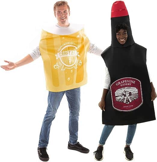 Beer &amp; Wine Halloween Couples Costumes - Funny Adult Drinking Alcohol Outfits