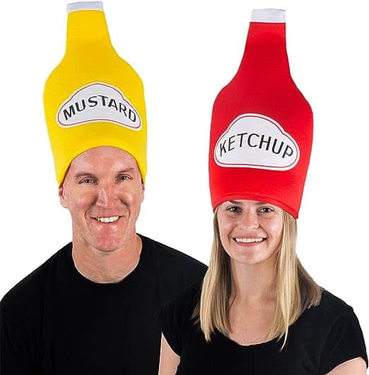 Tigerdoe Couples Costumes - Ketchup &amp; Mustard Hats - Funny Food Hats - 2 Pack Food Costumes