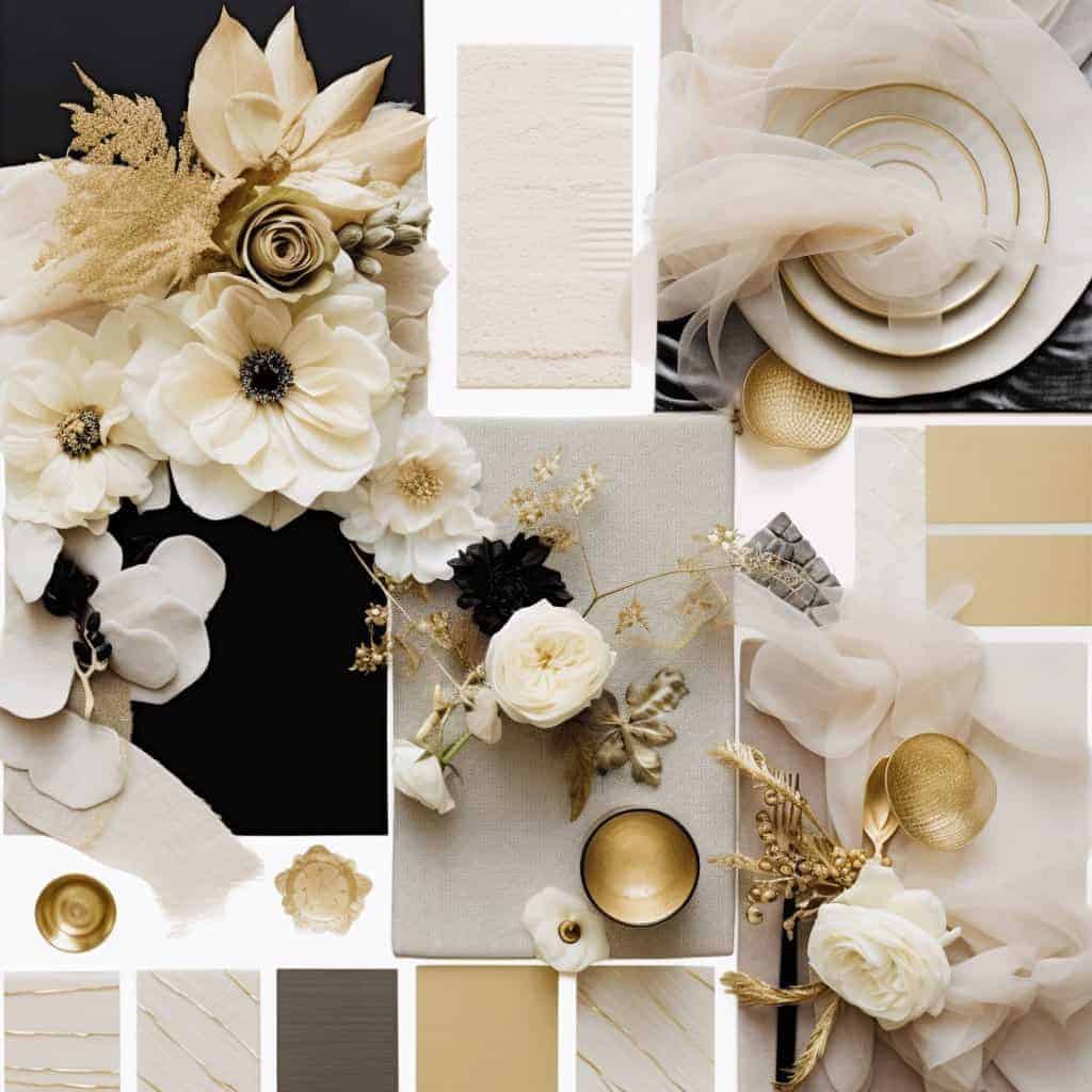 Gold color palette for your wedding day