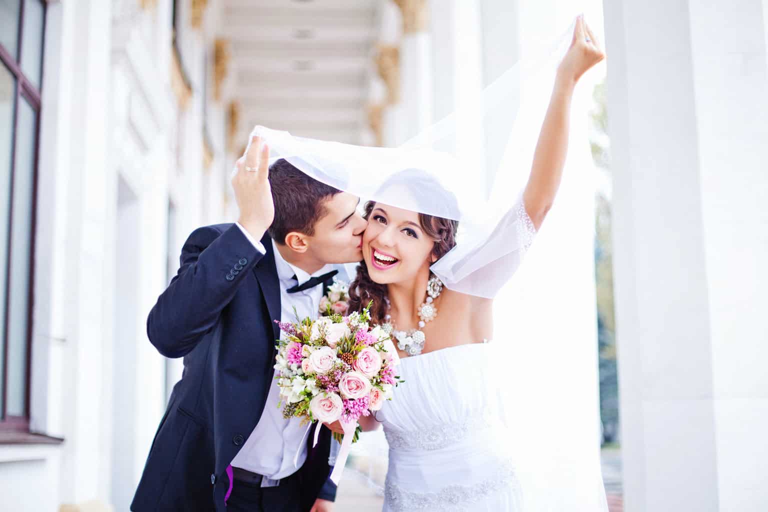 A happy wedding couple.