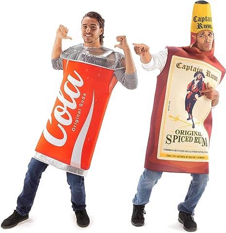 Rum &amp; Cola Halloween Couples Costume - Funny Adult Men &amp; Women Drinking Outfit