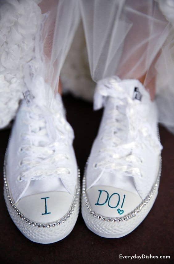 Converse sneakers as comfortable non-traditional wedding shoe
