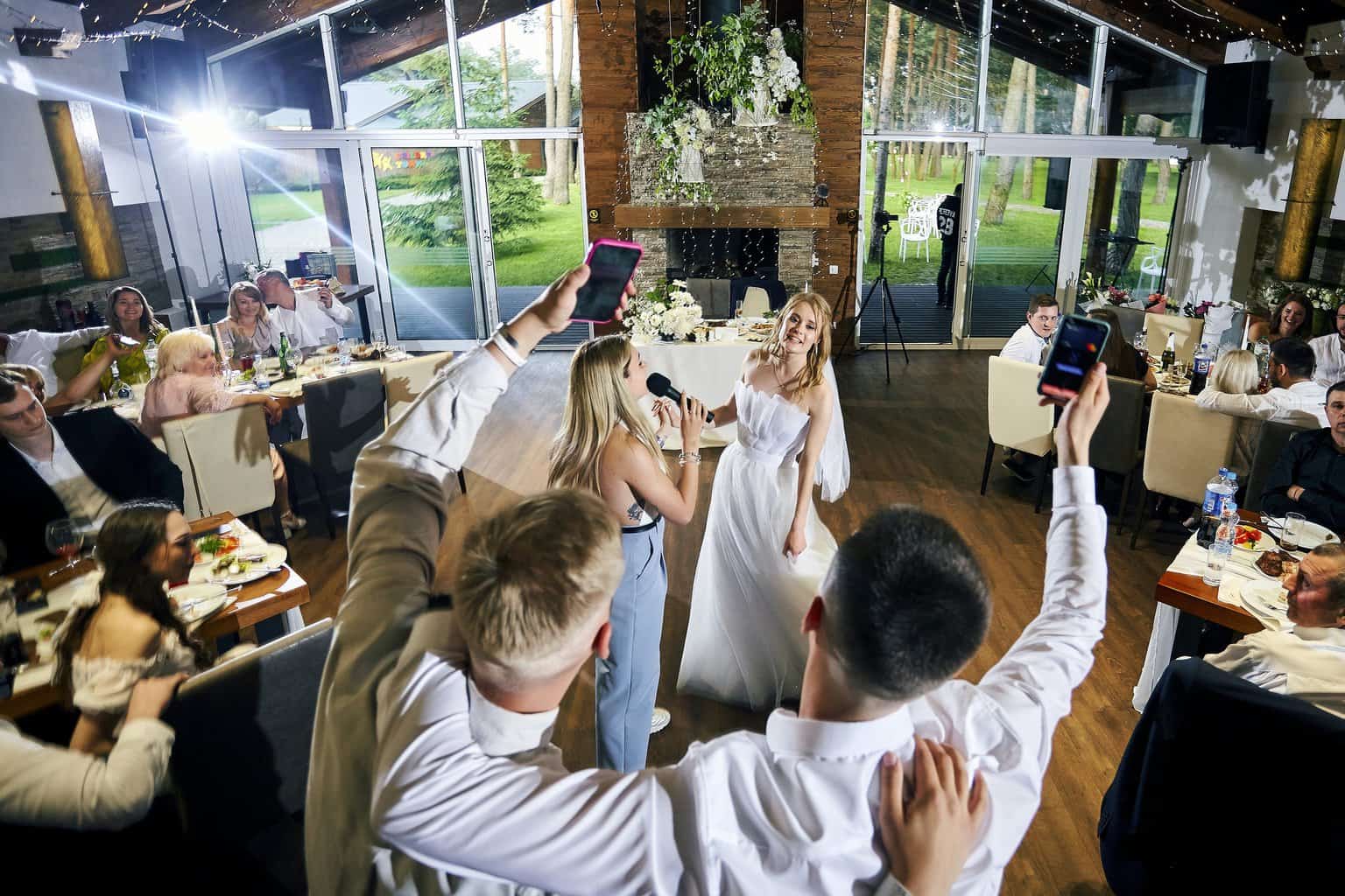 Free Entertainment during Wedding Reception Stock Photo