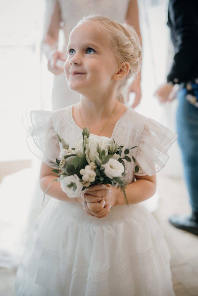 Free Flower Girl Holding a Bouquet Stock Photo